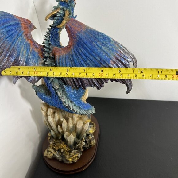Magic Mystical Blue Dragon Climbing on Crystal Rock Collectible 14" Figurine - Picture 16 of 16